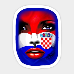 Croatia Flag Beautiful Girl Portrait Sticker